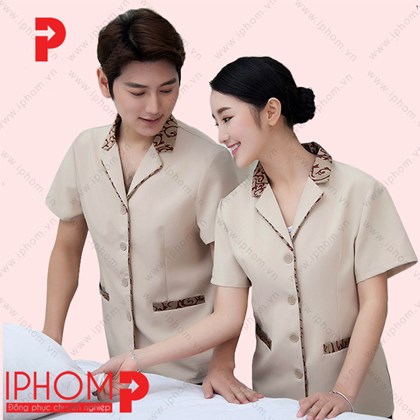 Đồng phục buồng phòng khách sạn màu kem – BP002