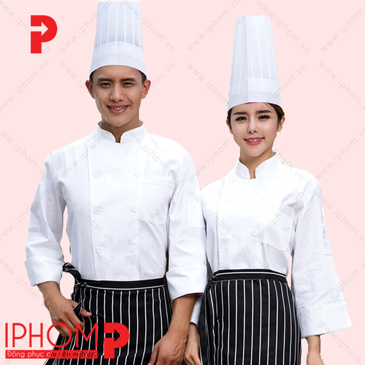 Đồng phục bếp nhà hàng màu trắng - DB006