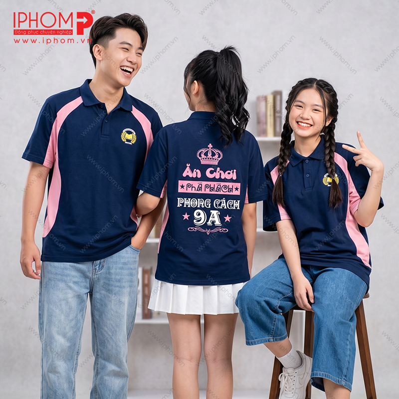Mẫu áo lớp đồng phục màu xanh đen oversize thiết kế đẹp