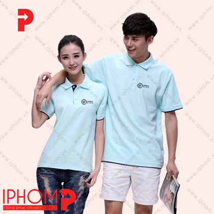 Áo thun đồng phục công ty màu xanh da trời tươi mát, dịu nhẹ