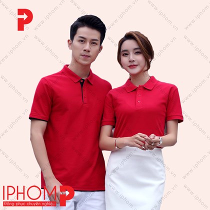 Áo đồng phục công ty màu đỏ AT225 nổi bật thu hút mọi ánh nhìn