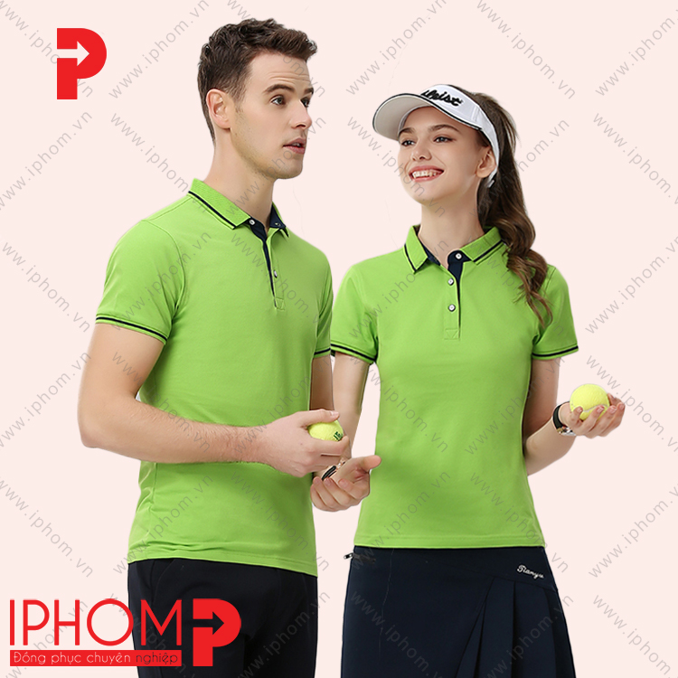 Áo đồng phục công ty màu xanh lá - AT205 trẻ trung, năng động
