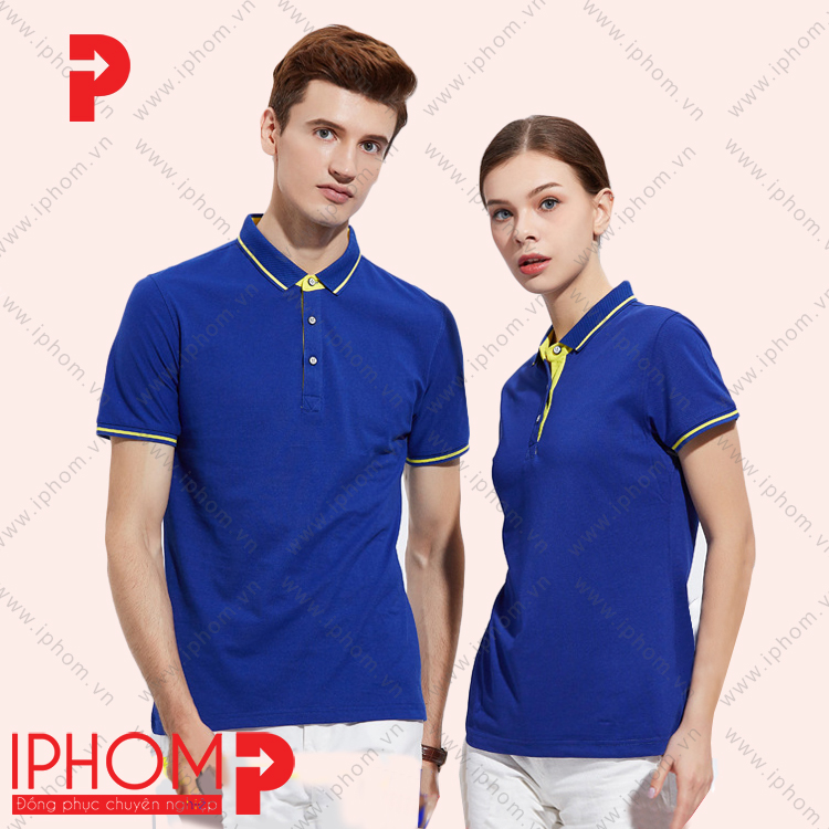 Áo đồng phục công ty màu xanh nước biển AT204 thiết kế bởi Iphom