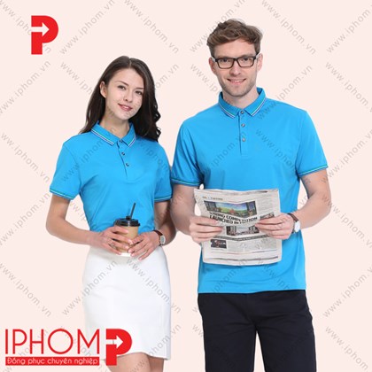 Áo thun đồng phục công ty màu xanh da trời trẻ trung, nổi bật