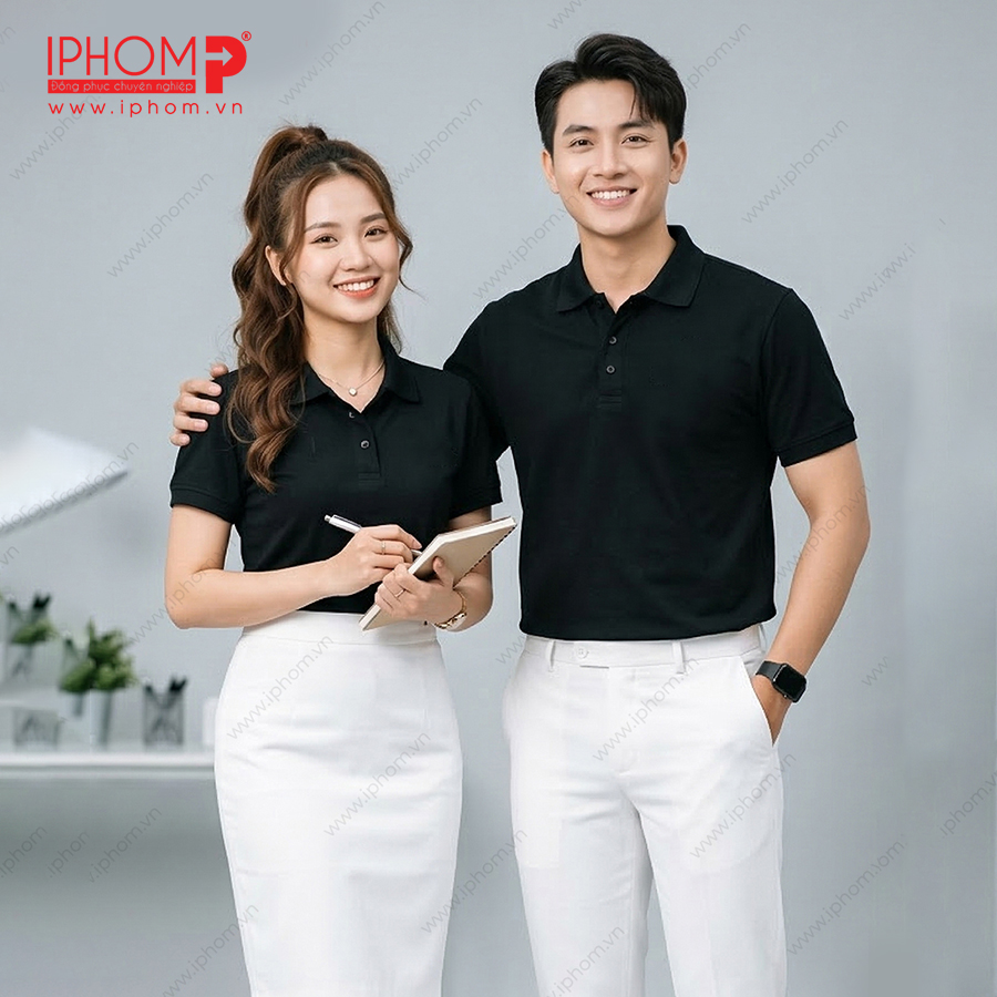 Áo polo đồng phục màu đen