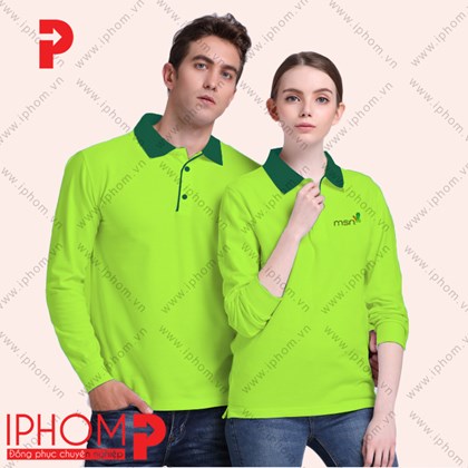 Áo thun đồng phục dài tay màu xanh chuối