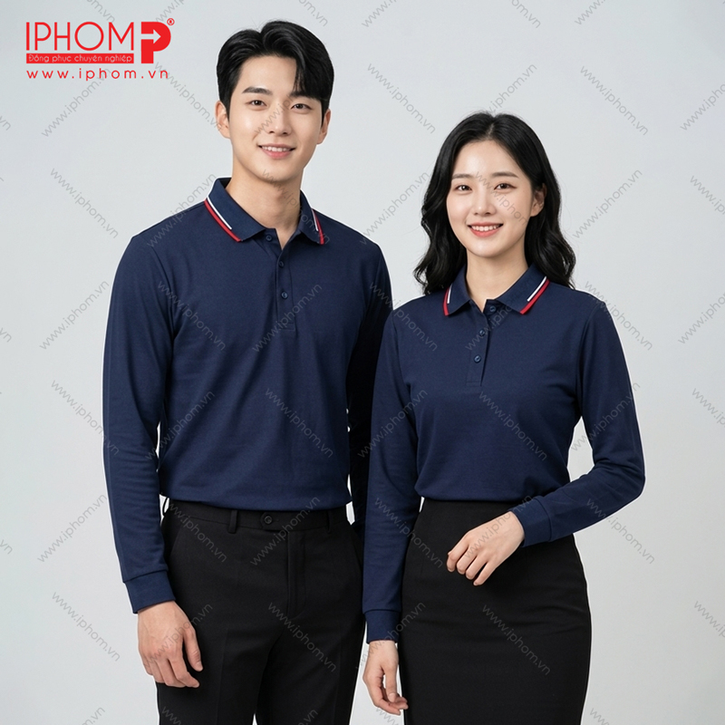 Áo Thun Đồng Phục Công Ty Dài Tay Màu Xanh Đen