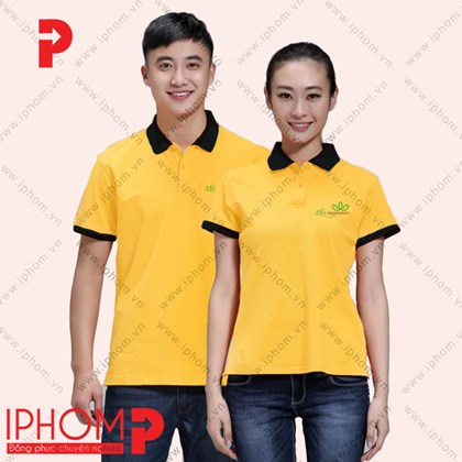 Áo thun đồng phục quảng cáo màu vàng nổi bật 