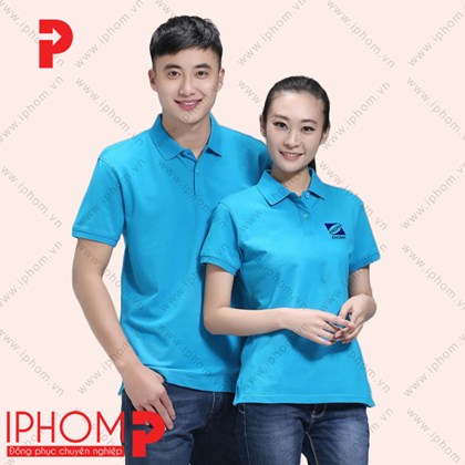 Áo thun đồng phục quảng cáo màu xanh lam thiết kế thời trang, trẻ trung