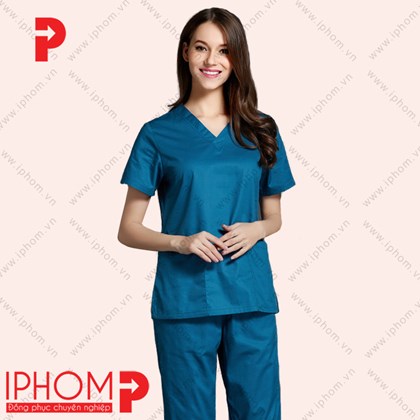 Đồng phục hộ lý bệnh viện màu xanh cổ vịt