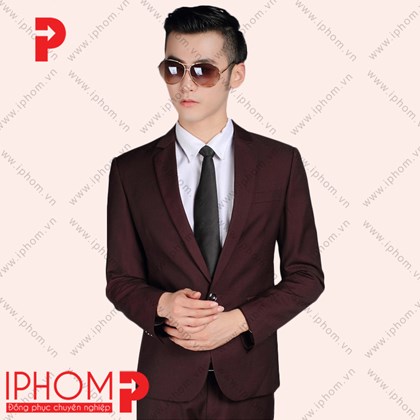 Đồng phục công sở áo vest nam màu đỏ đô