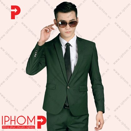 Đồng phục công sở áo vest nam màu xanh rêu