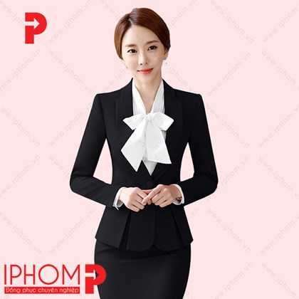 Đồng phục công sở áo vest nữ màu đen