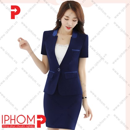 Đồng phục công sở áo vest nữ màu xanh dương