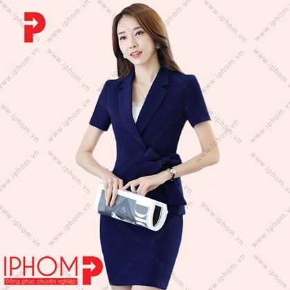 Đồng phục công sở áo vest nữ màu xanh nước biển