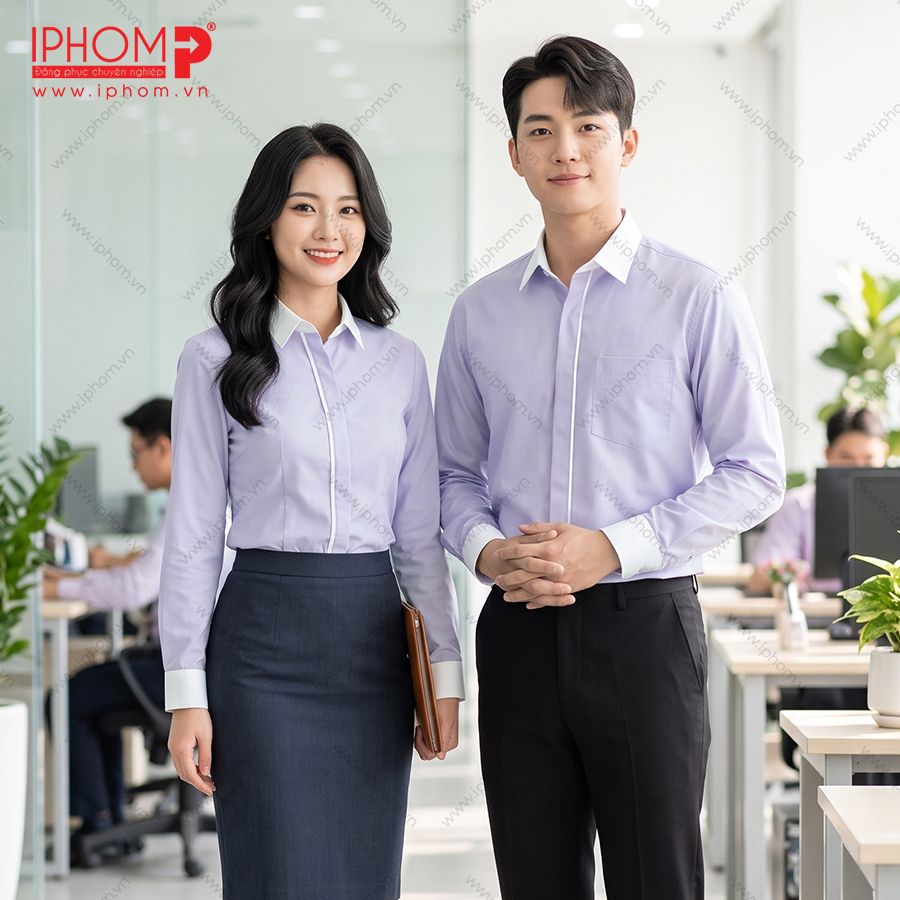 Áo sơmi đồng phục màu tím nhạt