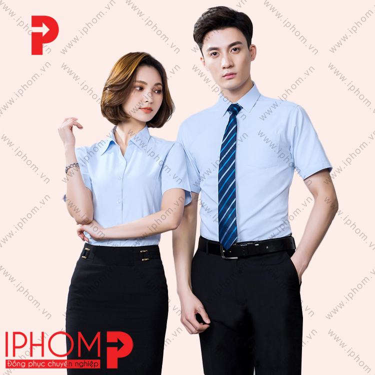 Áo sơ mi đồng phục công sở màu xanh