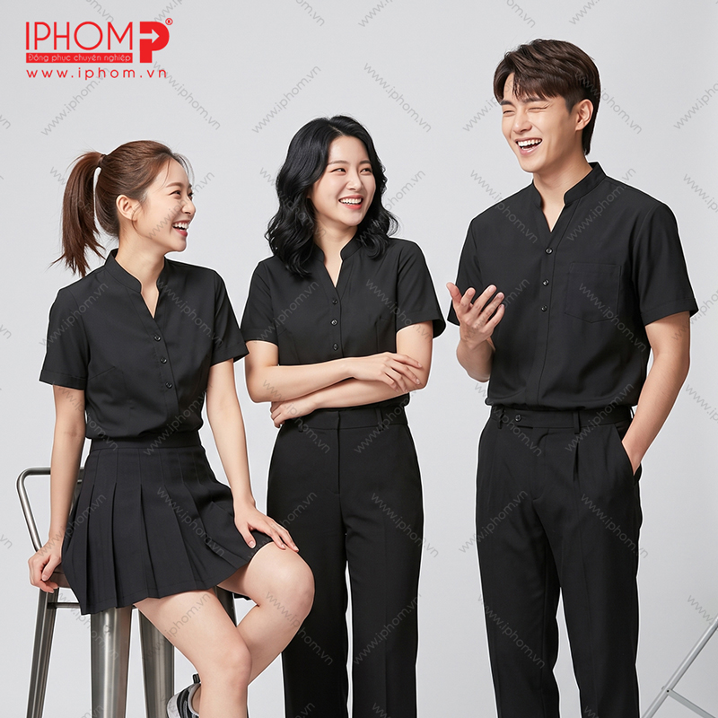 Áo sơ mi cổ tàu đồng phục công sở