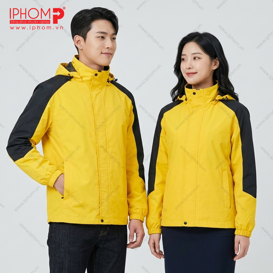 Áo Khoác Gió Đồng Phục Công Ty Màu Vàng Phối Đen GV01