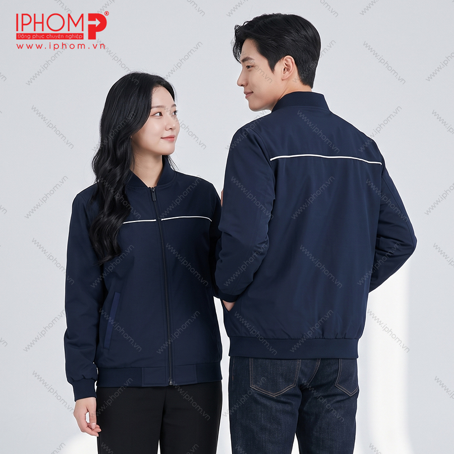 Áo Khoác Gió Đồng Phục Công Ty Màu Xanh Đen In/Thêu Logo