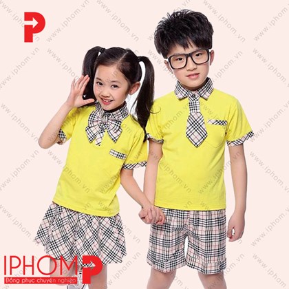 Đồng phục học sinh mầm non áo màu vàng