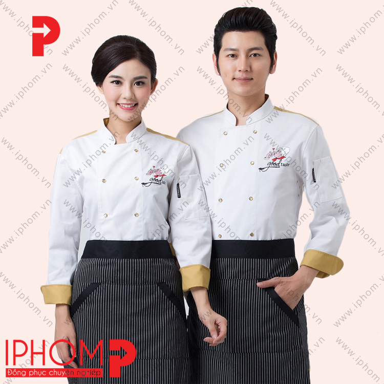 Áo đồng phục đầu bếp khách sạn in thêu logo