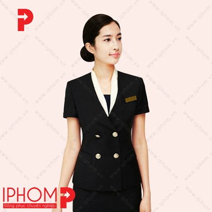 Đồng phục lễ tân khách sạn áo vest màu đen