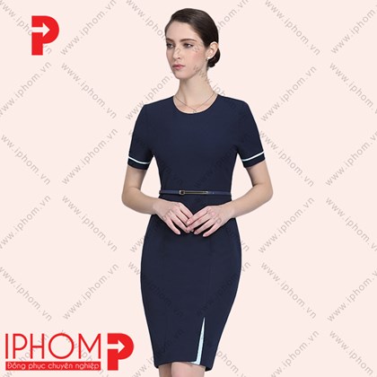 Đồng phục lễ tân khách sạn váy xẻ tà