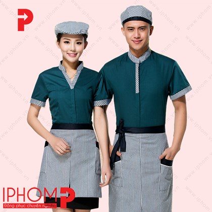 Đồng phục nhân viên khách sạn màu xanh